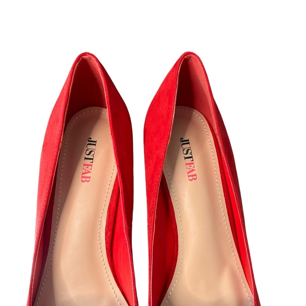 JustFab | Red Embellished Silver Bow Heels Size 11 NWOT - Picture 7 of 11